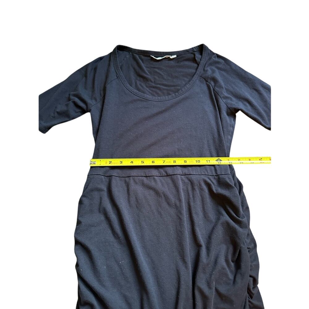 Athleta Black Dress Scoop Neck Short Sleeve, Cinch Sides Women M - Picture 3 of 4